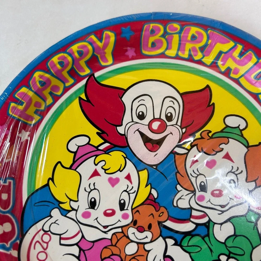 Vintage Bozo's Clown Birthday Babies Paper Plates Party Decoration 1992 NOS 8Qty